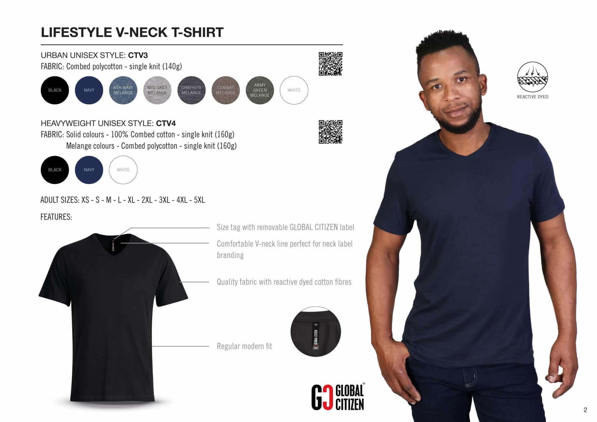 140g Urban Lifestyle V-Neck T-Shirt - White - End Of Range - Image 2