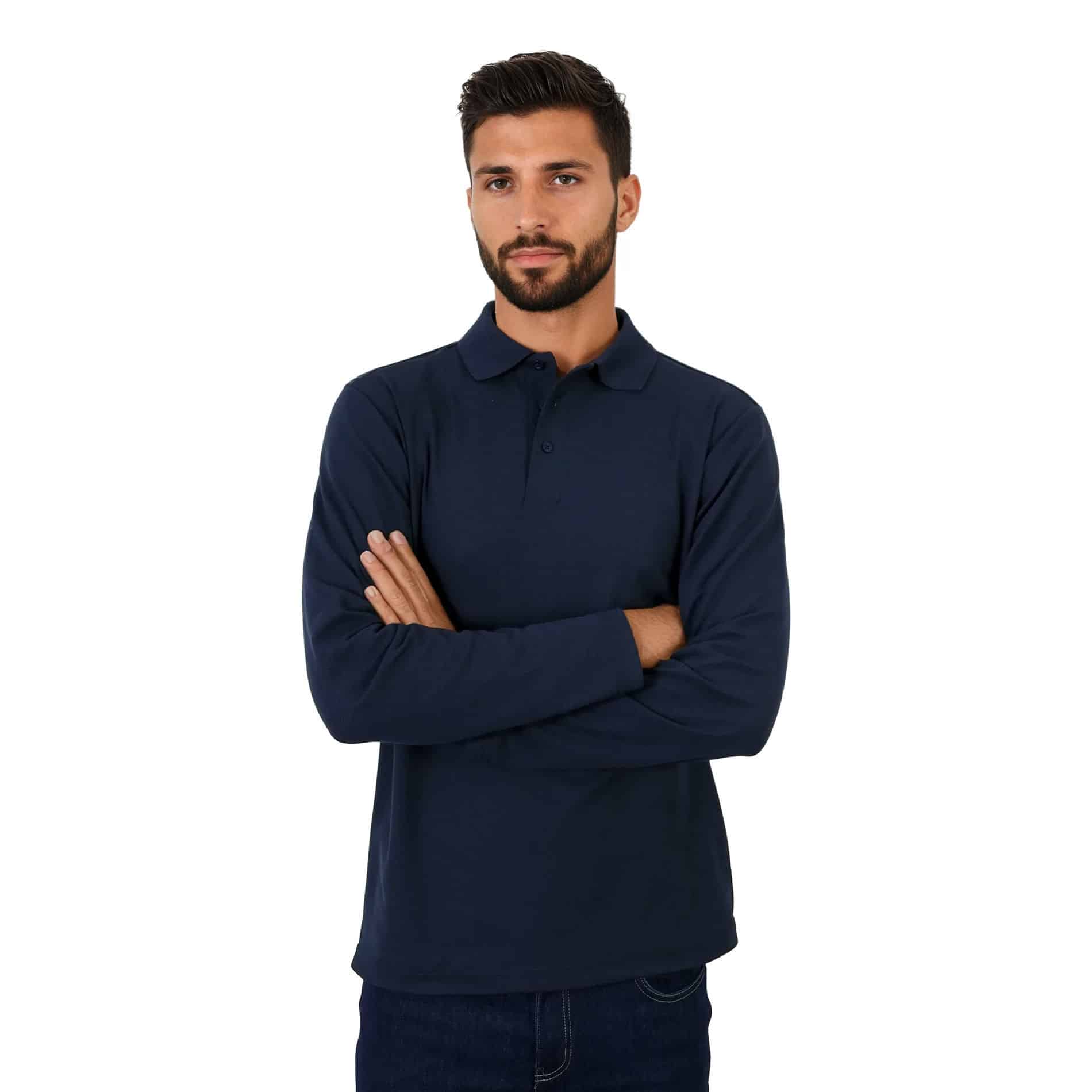 Long Sleeve Pique Knit Polo - Image 3