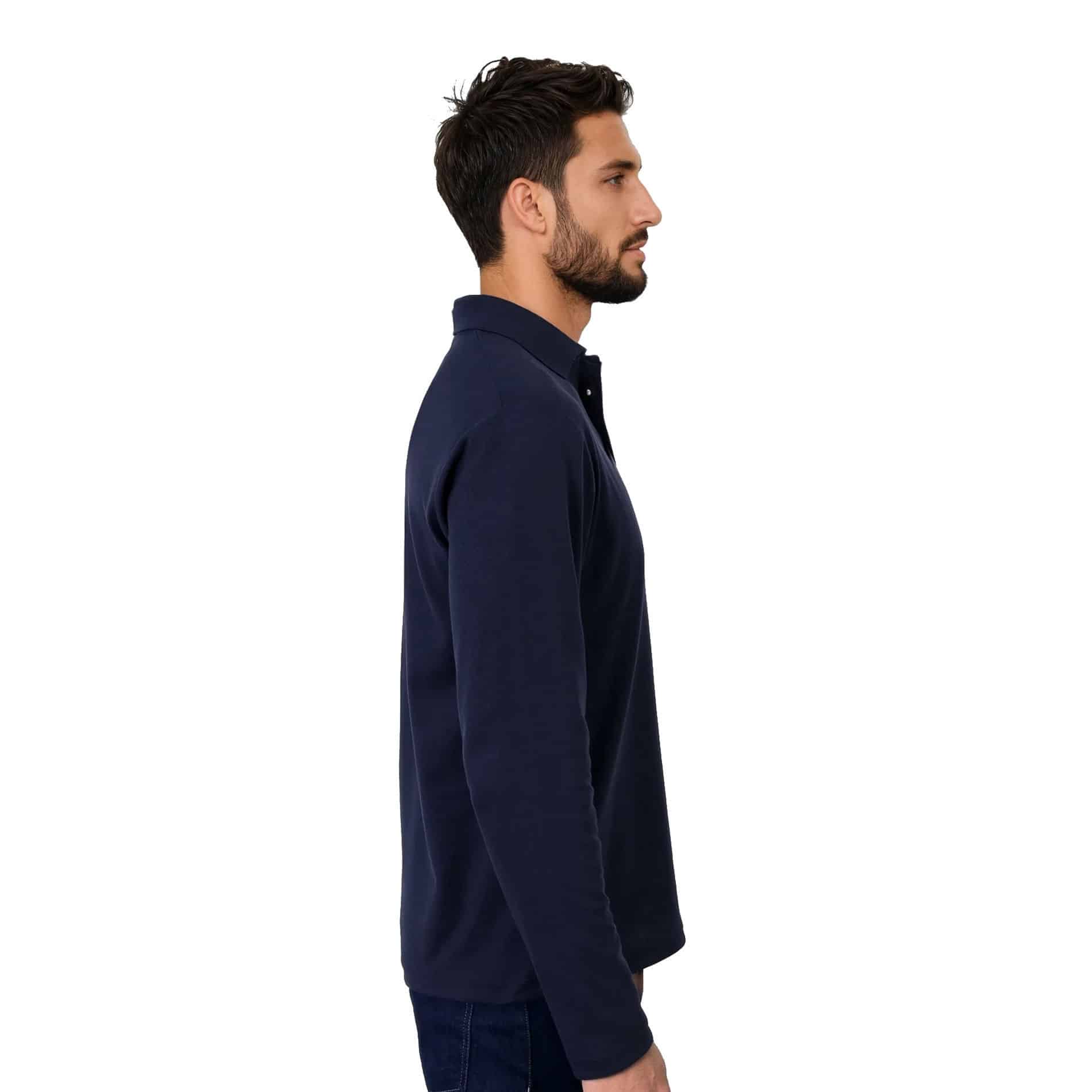 Long Sleeve Pique Knit Polo - Image 4