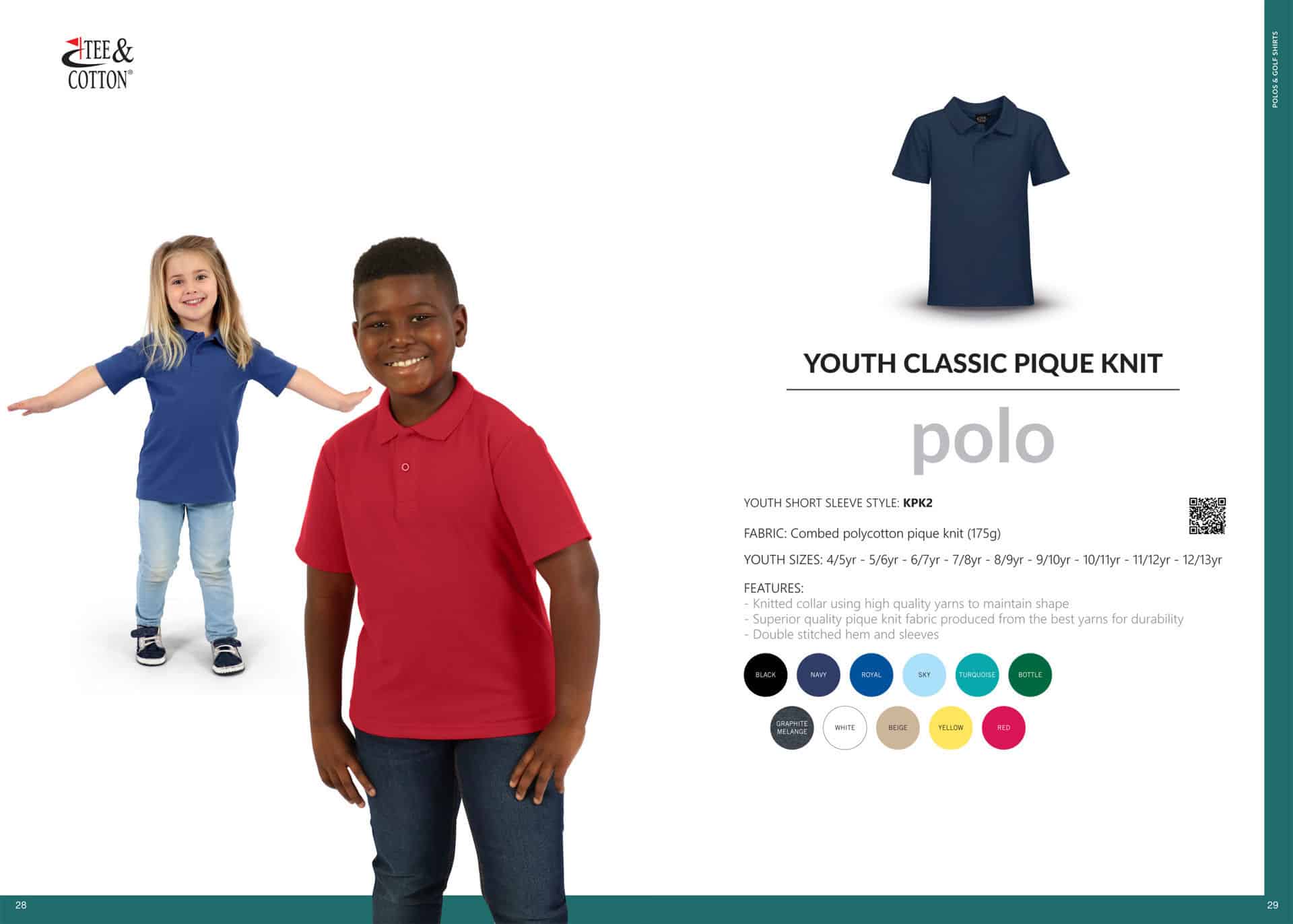 175g Youth Classic Pique Knit Polo - Image 15