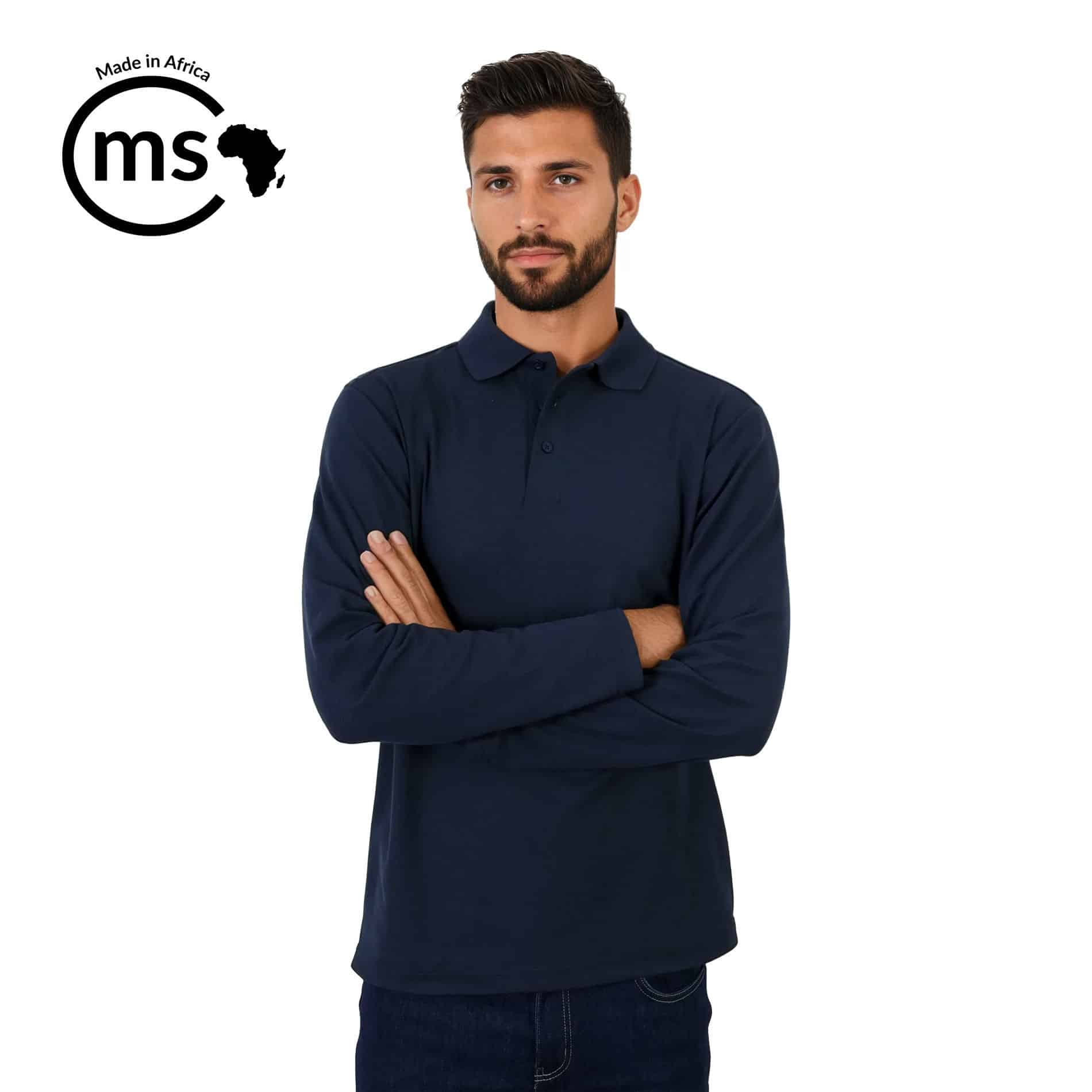 Long Sleeve Pique Knit Polo - Image 2