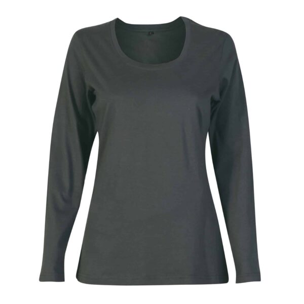 Ladies 150g Fashion Fit T-Shirt – long sleeve – Charcoal — Ladies 150g Fashion Fit T-Shirt – long sleeve – Charcoal – End Of Range