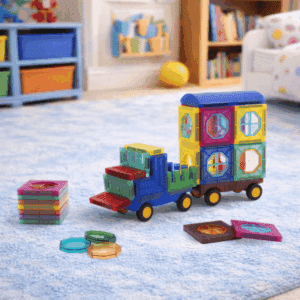 43 Magnetic Tiles with Windows and Car Parts - Image 6