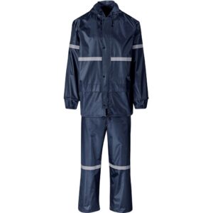 Outdoor Hi-Viz Reflective Polyester/PVC Rainsuit – Navy — Outdoor Hi-Viz Reflective Polyester/PVC Rainsuit – Navy