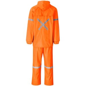 Outdoor Hi-Viz Reflective Polyester/PVC Rainsuit - Orange - Image 4