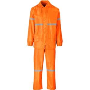 Outdoor Hi-Viz Reflective Polyester/PVC Rainsuit – Orange — Outdoor Hi-Viz Reflective Polyester/PVC Rainsuit – Orange