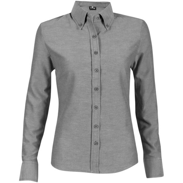 Ladies Long Sleeve Oxford Shirt – Charcoal — Ladies Long Sleeve Oxford Shirt – Charcoal