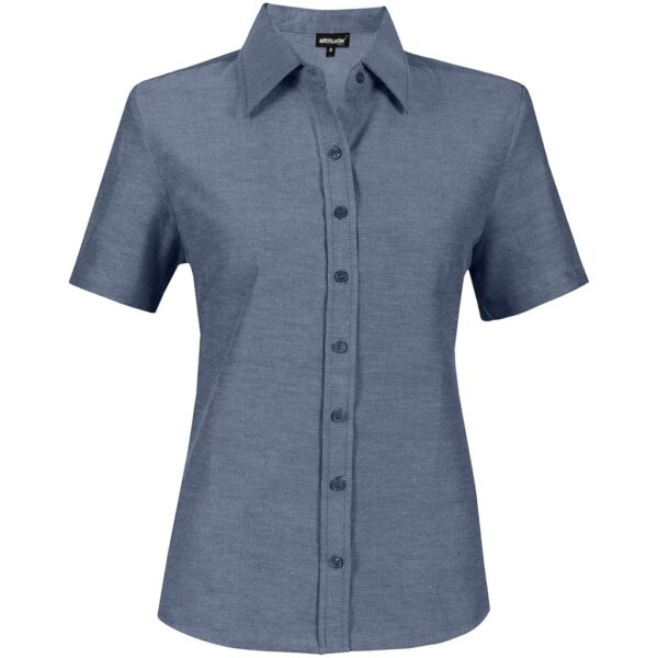 Ladies Short Sleeve Oxford Shirt – Navy — Ladies Short Sleeve Oxford Shirt – Navy