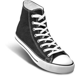 Unisex Retro High Top Canvas Sneaker - Black - Image 5
