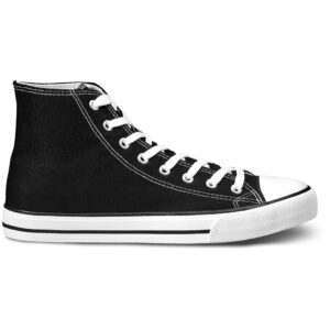 Unisex Retro High Top Canvas Sneaker - Black - Image 2