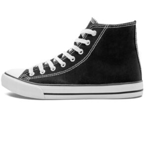 Unisex Retro High Top Canvas Sneaker - Black - Image 3