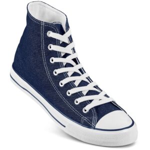 Unisex Retro High Top Canvas Sneaker - Blue - Image 2