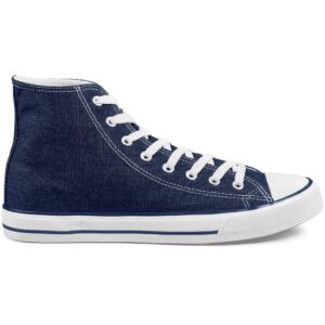 Unisex Retro High Top Canvas Sneaker - Blue - Image 3