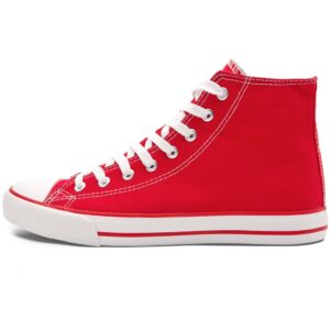 Unisex Retro High Top Canvas Sneaker - Red - Image 4