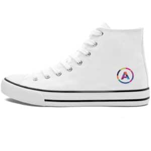 Unisex Retro High Top Canvas Sneaker - White - Image 3