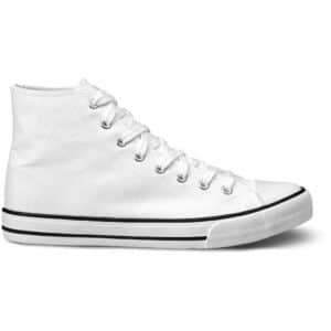 Unisex Retro High Top Canvas Sneaker - White - Image 4