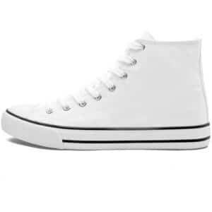 Unisex Retro High Top Canvas Sneaker - White - Image 2