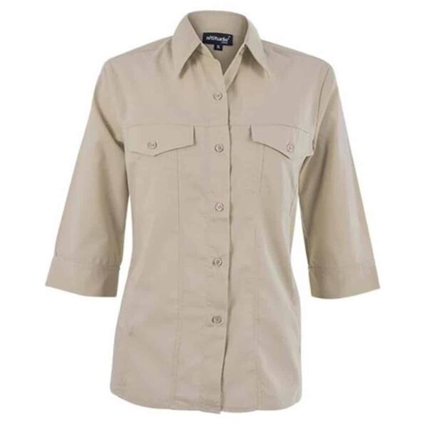 Ladies 3/4 Sleeve Sally Casual Shirt – Stone — Ladies 3/4 Sleeve Sally Casual Shirt – Stone