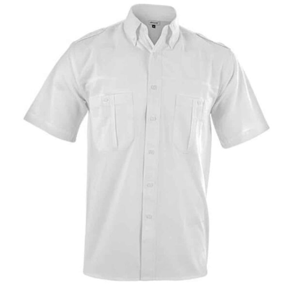 Mens Short Sleeve Tracker Shirt – White — Mens Short Sleeve Tracker Shirt – White