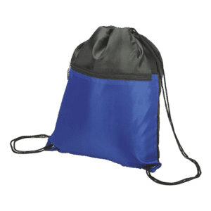 Drawstring Sport Bag with Zip Pocket 210D
