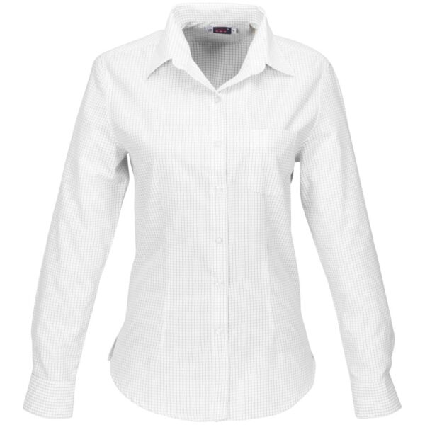 Ladies Long Sleeve Huntington Shirt – White Black — Ladies Long Sleeve Huntington Shirt – White Black