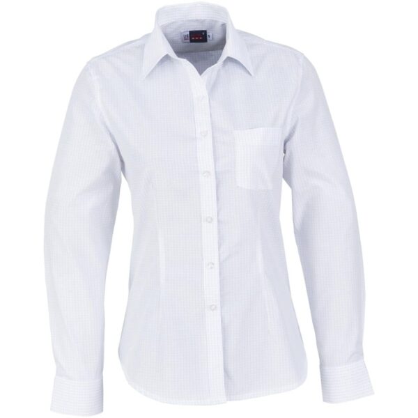 Ladies Long Sleeve Huntington Shirt – White Light Blue — Ladies Long Sleeve Huntington Shirt – White Light Blue