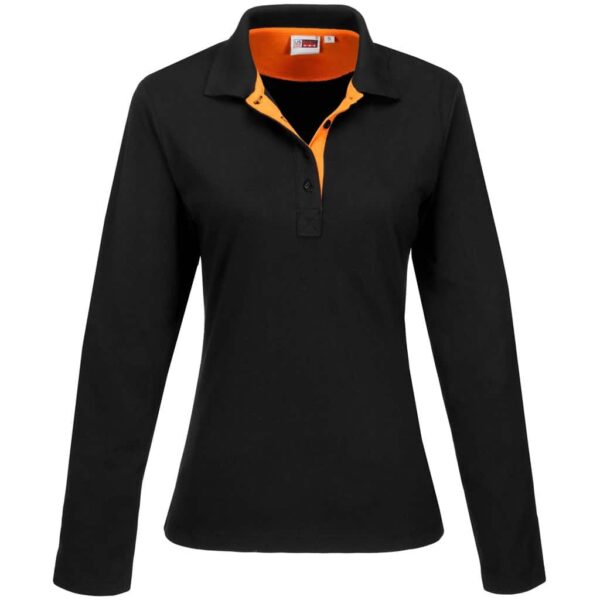 Ladies Long Sleeve Solo Golf Shirt – Orange — Ladies Long Sleeve Solo Golf Shirt – Orange