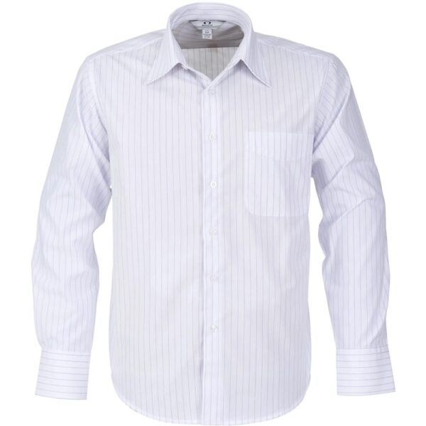 Mens Long Sleeve Manhattan Striped Shirt – White Navy — Mens Long Sleeve Manhattan Striped Shirt – White Navy