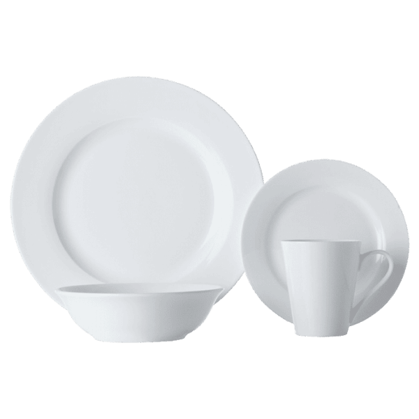 White Basics Cosmopolitan Rim Dinner Set 16 Piece — White Basics Cosmopolitan Rim Dinner Set 16 Piece