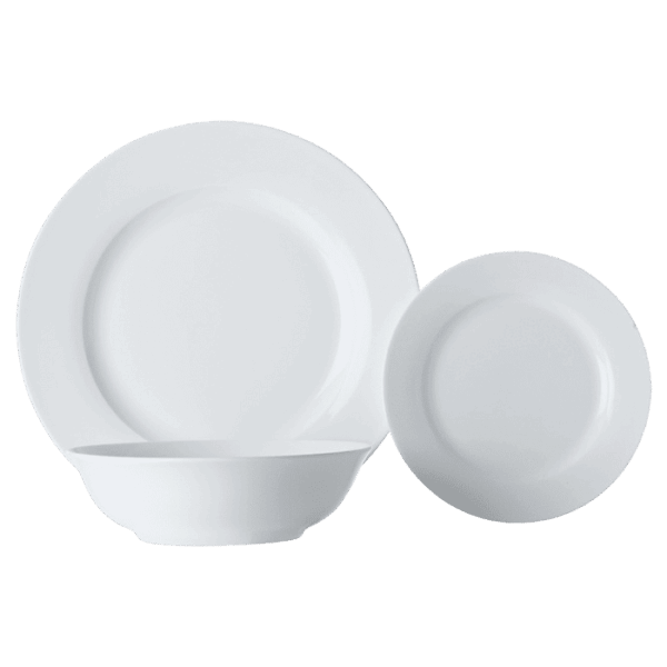 White Basics European Rim Dinner Set 12 Piece — White Basics European Rim Dinner Set 12 Piece
