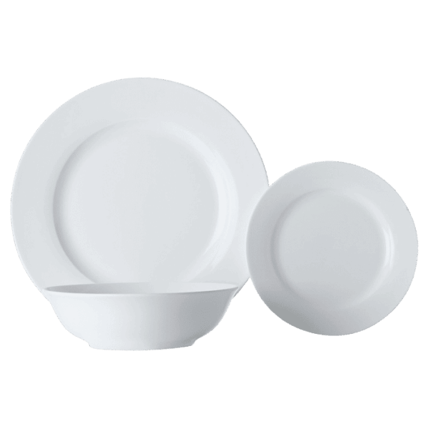 White Basics European Rim Dinner Set 18 Piece — White Basics European Rim Dinner Set 18 Piece