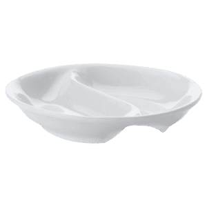White Basics Round Divided Sauce Dish — White Basics Round Divided Sauce Dish