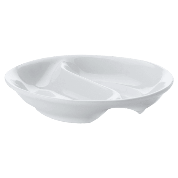 White Basics Round Divided Sauce Dish — White Basics Round Divided Sauce Dish