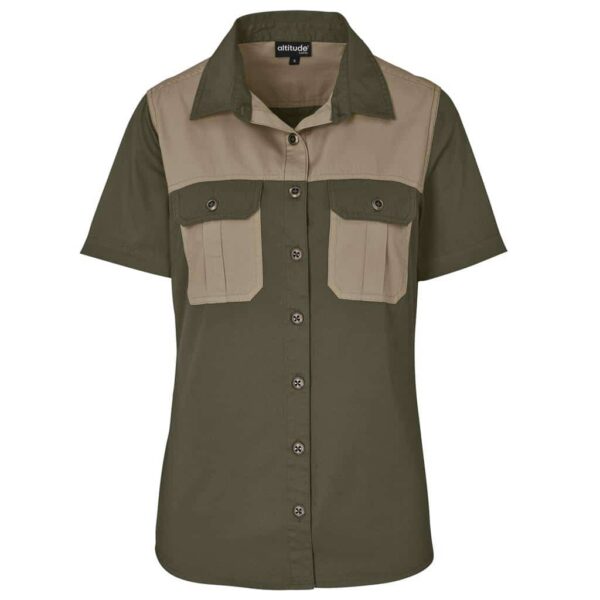 Ladies Short Sleeve Serengeti 2-Tone Bush Shirt — Ladies Short Sleeve Serengeti 2-Tone Bush Shirt