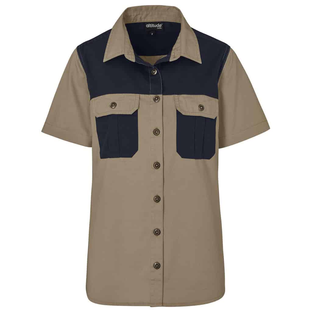 Ladies Short Sleeve Serengeti 2-Tone Bush Shirt - Image 5