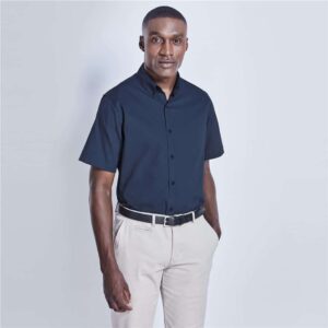 Mens Short Sleeve Brushed Cotton Twill Moderna Shirt - Image 3