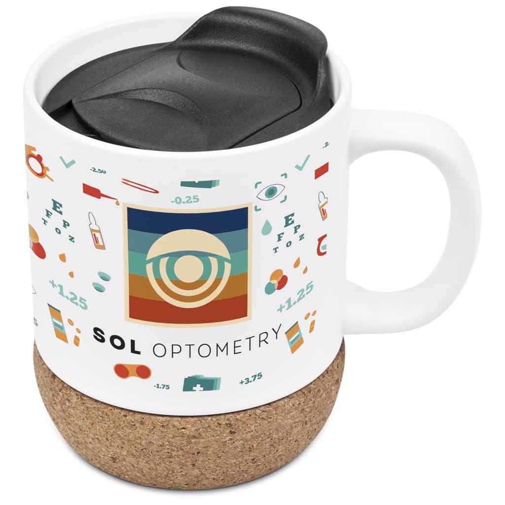 Serendipio Sienna Cork & Ceramic Sublimation Coffee Mug - 340ml - Image 10