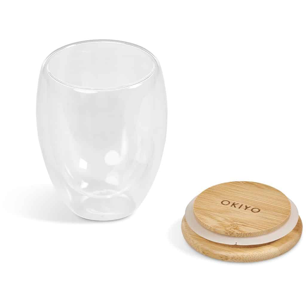 Okiyo Moco Glass & Bamboo Double-Wall Cup - 350ml - Image 3