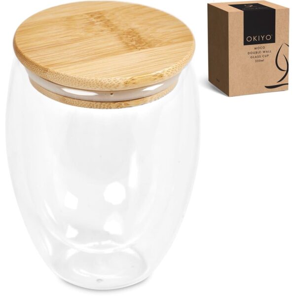 Okiyo Moco Glass & Bamboo Double-Wall Cup – 350ml — Okiyo Moco Glass & Bamboo Double-Wall Cup – 350ml