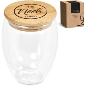 Alternative view of Okiyo Moco Glass & Bamboo Double-Wall Cup - 350ml