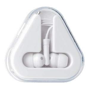 Earphones in Triangular Protective Case
