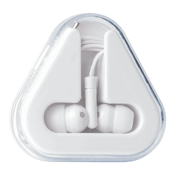 Earphones in Triangular Protective Case — Earphones in Triangular Protective Case