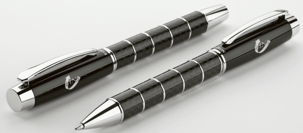Brass Ballpoint Pen with Chrome and Carbon Fibre Barrel — Brass Ballpoint Pen with Chrome and Carbon Fibre Barrel