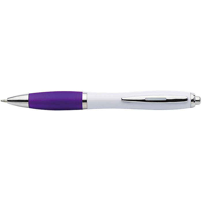 White Barrel Curved Design Ballpoint Pen - Image 2