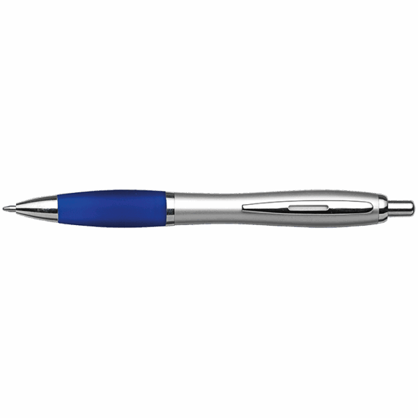 Silver Barrel Curved Design Black Ink Pen