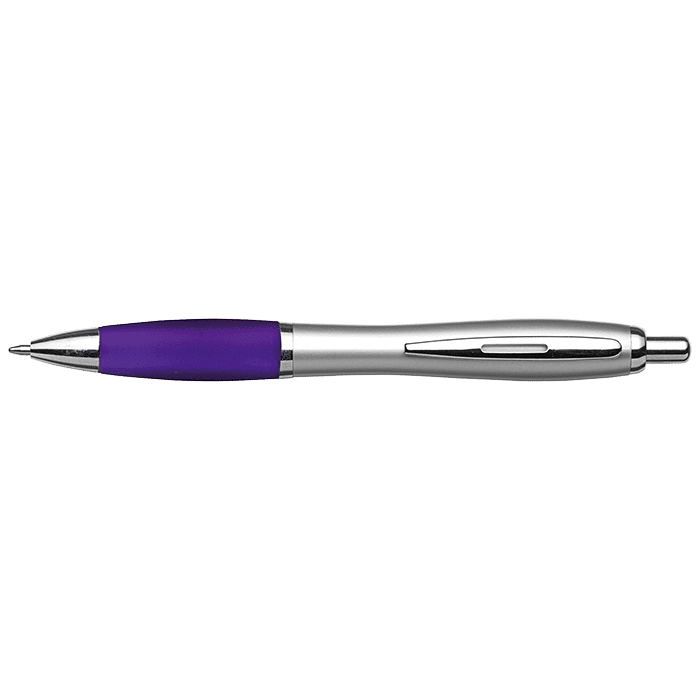 Silver Barrel Curved Design Ballpoint Pen - Image 3