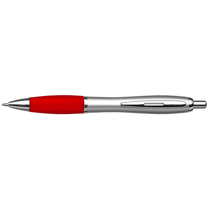 Silver Barrel Curved Design Black Ink Pen - Image 3