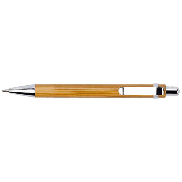 Bamboo Ballpoint Pen with Metal Trims — Bamboo Ballpoint Pen with Metal Trims