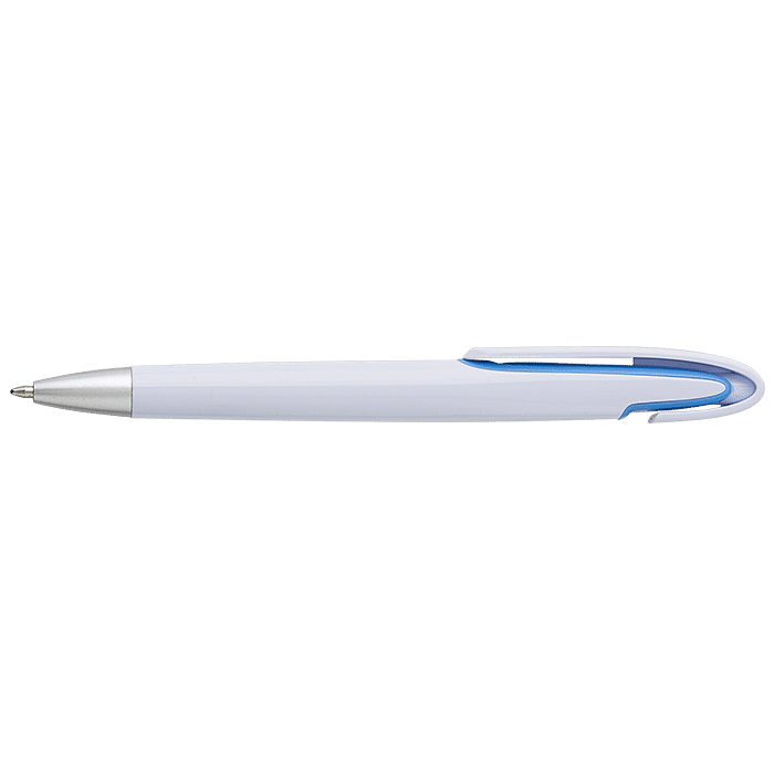Rounded Clip Ballpoint Pen With White Barrel - Image 2