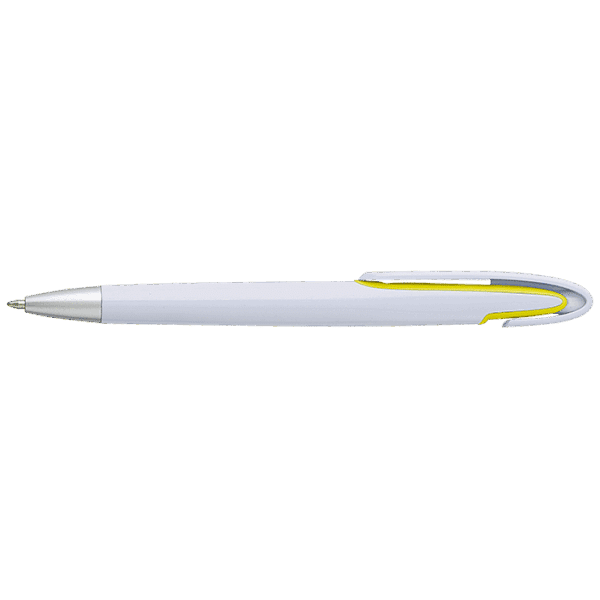 Rounded Clip Ballpoint Pen With White Barrel